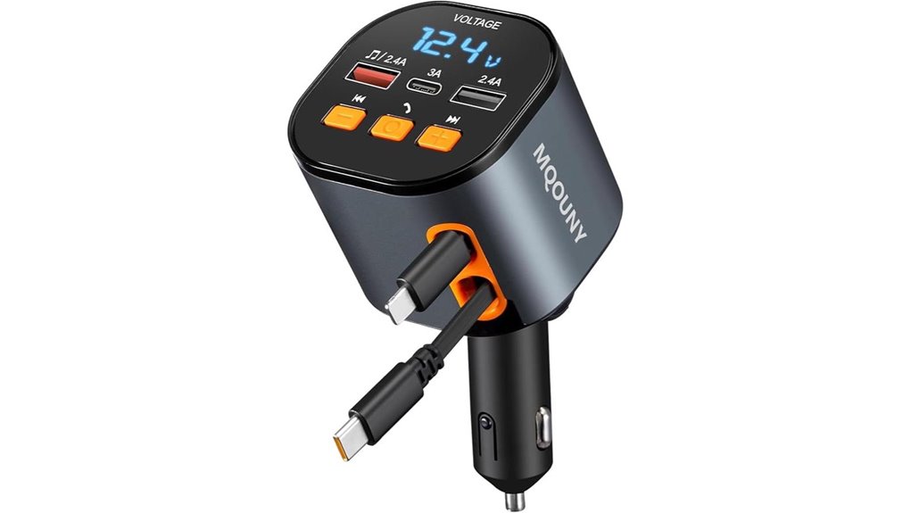 bluetooth fm charger retractable