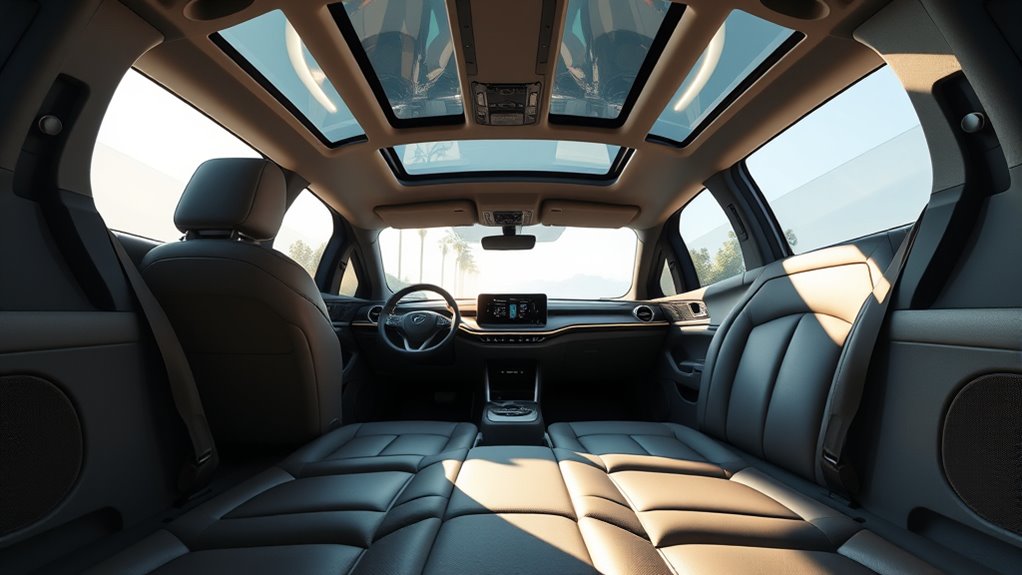 Vehicle interior space shown in a roomy, well-designed modern cabin