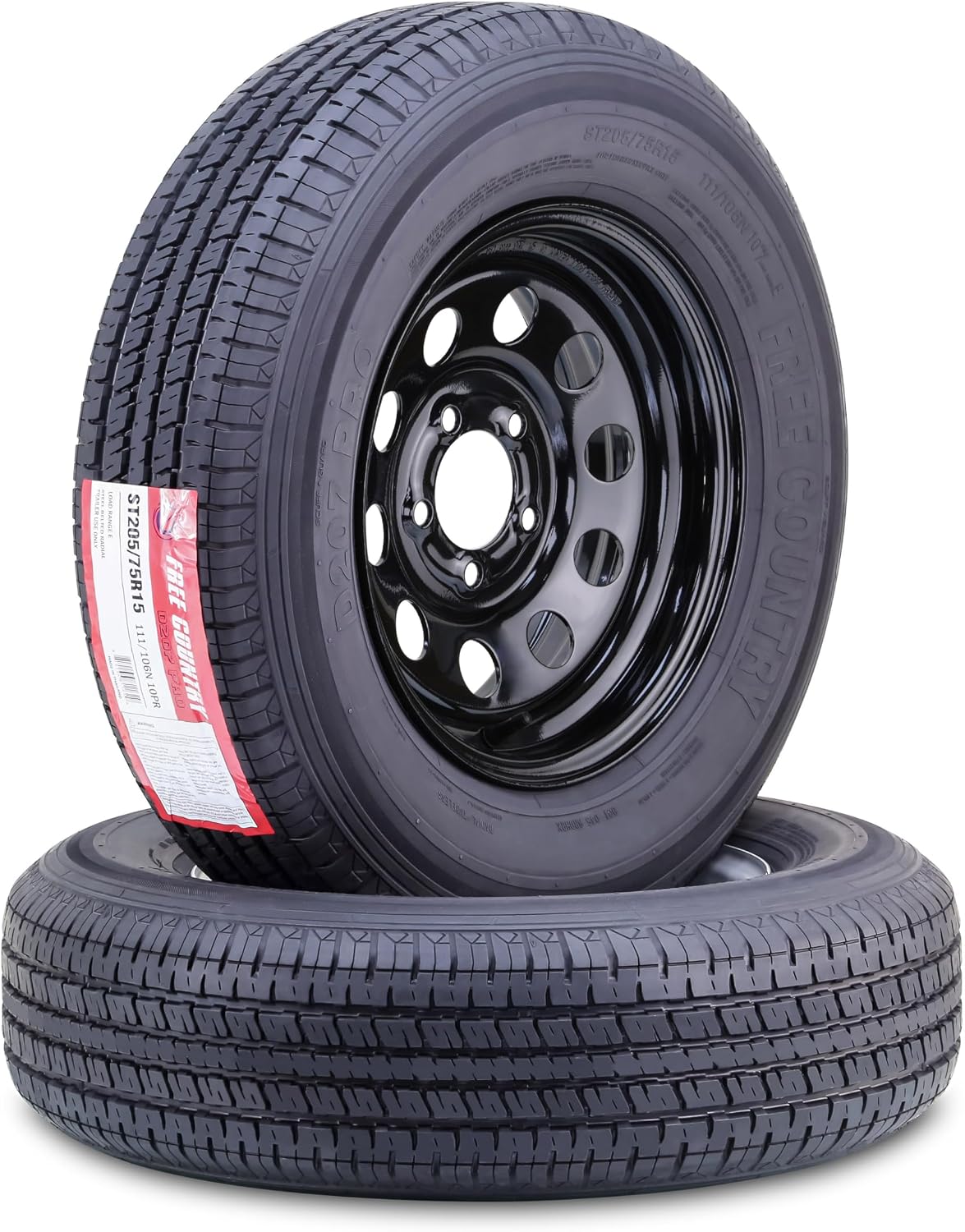 Free Country ST205/75R15 Load Range E trailer tire and wheel